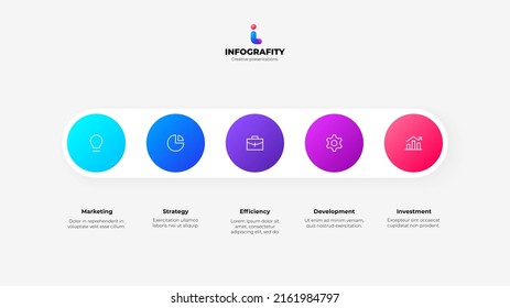 White Horizontal Stripe With 6 Circles In A Row. Timeline Ingographic.