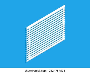 White horizontal window blinds are set against a bright blue background in a clean and simple design. Ideal for architectural concepts home decor minimalism geometric designs and interior design