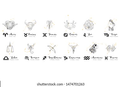 White horoscopes line art set