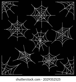 White horror cobweb. Spider web cartoon isolated