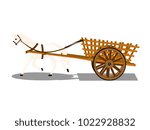 White Horse With Cart Vector Image