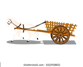 White Horse With Cart Vector Image