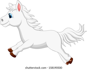 White horse cartoon running