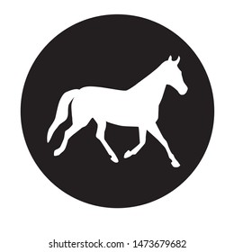 White Horse in Circle Black Vector