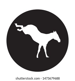 White Horse in Circle Black Vector