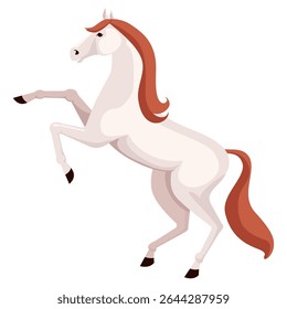 Cavalo branco com juba fluindo orgulhosamente