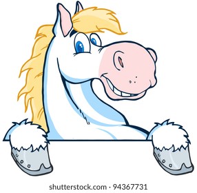 White Horse Mascot Cartoon Head