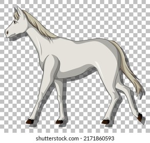 Weißes Pferd auf Grillhintergrund