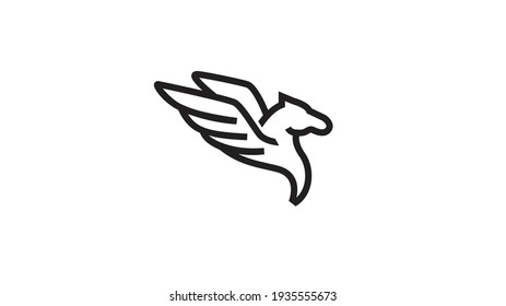 White Horse Pegasus wings vector 
 Logo Symbol Design Illustration