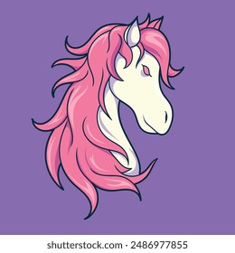 a white horse with a pink mane and tail.