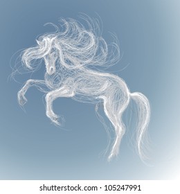 White horse / Vector sketch of fairy unicorn