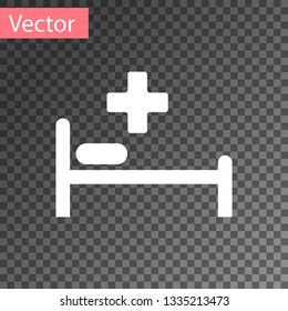 White Hospital Bed with Medical symbol of the Emergency - Star of Life icon isolated on transparent background. Vector Illustration