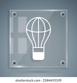 White Hot air balloon icon isolated on grey background. Air transport for travel. Square glass panels. Vector