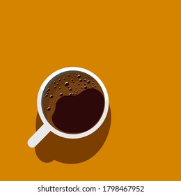 White hot coffee cup with bubbly and bubbly on fresh color background see from above vector illustration
