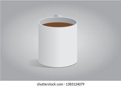 White hot coffee mug ceramic cup mock up 3d in grey bakground use for many design.
