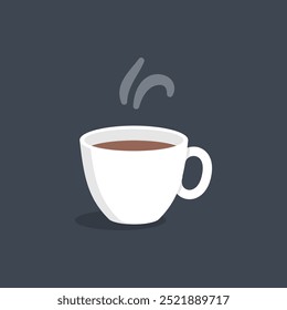 Taza de café caliente blanco en diseño de Vector plano.