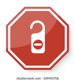 White Hotel Hanger icon on red stop sign web app