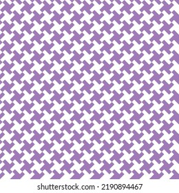 White houndstooth pattern on purple background. Houndstooth fabric background. Textile design pattern. Purple and white color pattern.