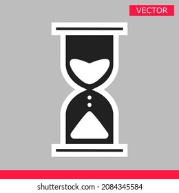 White hourglass loading clock cursor icon sign graphic element flat style design vector illustration. Simplistic hourglass glyph indicator sign, endless time process idea.