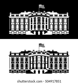 White House America black and white icon. Residence of President USA. US government building. American political character. Main attraction washington dc. patriotic mansion United States