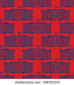 White House America seamless pattern. US President Residence. Government building USA ornament. Political American symbol texture. Main attraction washington dc