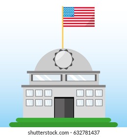 the white house with american flag symbol