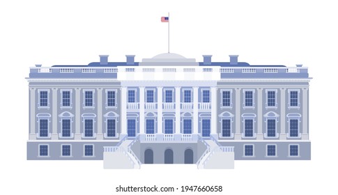 White House back entrance beautiful building of the president of the country. vector flat style