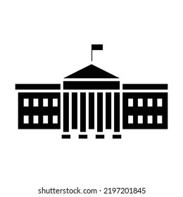 Schwarze Ikone im Weißen Haus. Geeignet für Website-, Content Design-, Poster-, Banner- oder Videobearbeitung