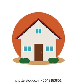 A white house with a brown door. The door is open