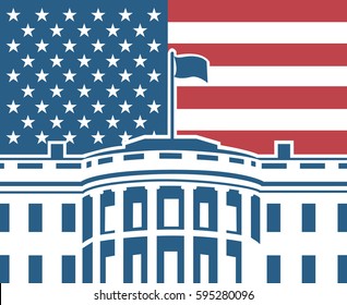 White house building icon in Washington DC. Vector illustration