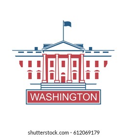 White house building icon in Washington DC. Vector illustration
