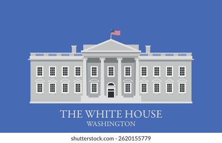 The White House building in Washington DC isolated vector illustration.