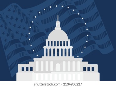 White House. Capitol Building Flat Illustration