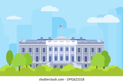 white house color illustration the residence of the president of america. flat style vector image stock