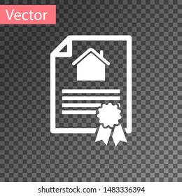 White House contract icon isolated on transparent background. Contract creation service, document formation, application form composition.  Vector Illustration