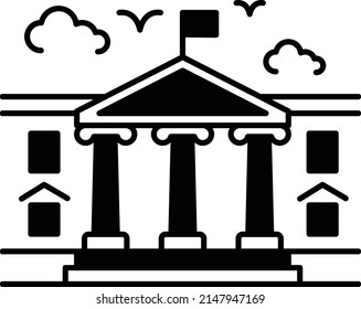 The White House facade Concept, official residence and workplace of the president Vector Icon Design, American culture and traditions Symbol, United States Social Sign, US Arts and literature Stock