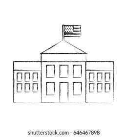 white house with flag