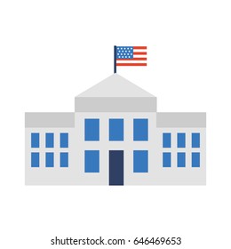 white house with flag