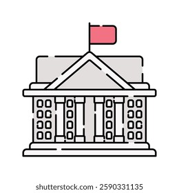 White House, flat design illustration, U.S. government building, representing leadership, great for politics and history.