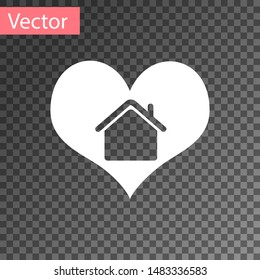 White House with heart shape icon isolated on transparent background. Love home symbol. Family, real estate and realty.  Vector Illustration