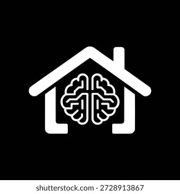 A white house icon with a brain inside