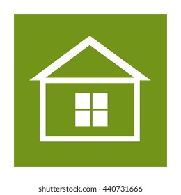 white house icon front view over green colorful background,vector illustration
