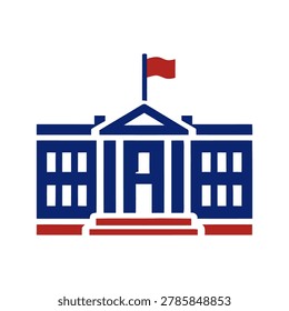White House Icon Illustration Containing presidential residence, American government building, and patriotic landmark