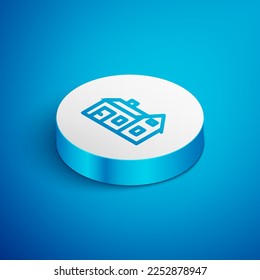 White House icon isolated with long shadow. Home symbol. Pink hexagon button. Vector