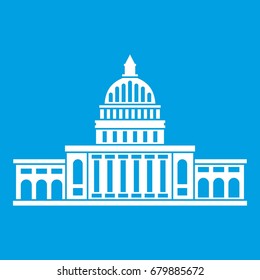 White house icon white isolated on blue background vector illustration