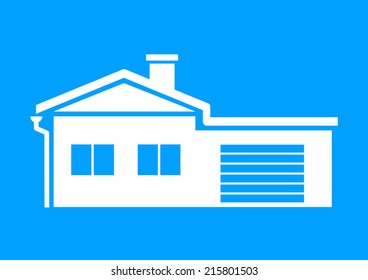 White house icon on blue background