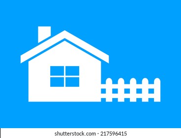 White House Icon On Blue Background