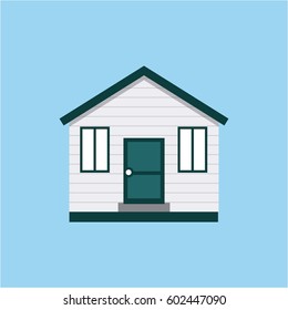 white house icon over blue background. colorful design. vector illustration