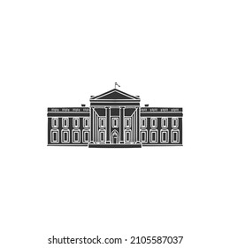 White House Icon Silhouette Illustration. Washington Monument Vector Graphic Pictogram Symbol Clip Art. Doodle Sketch Black Sign.