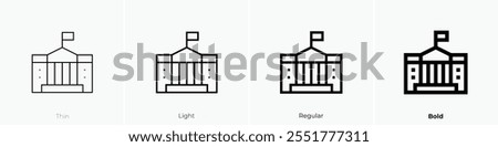 white house icon. Thin, Light Regular And Bold style design isolated on white background